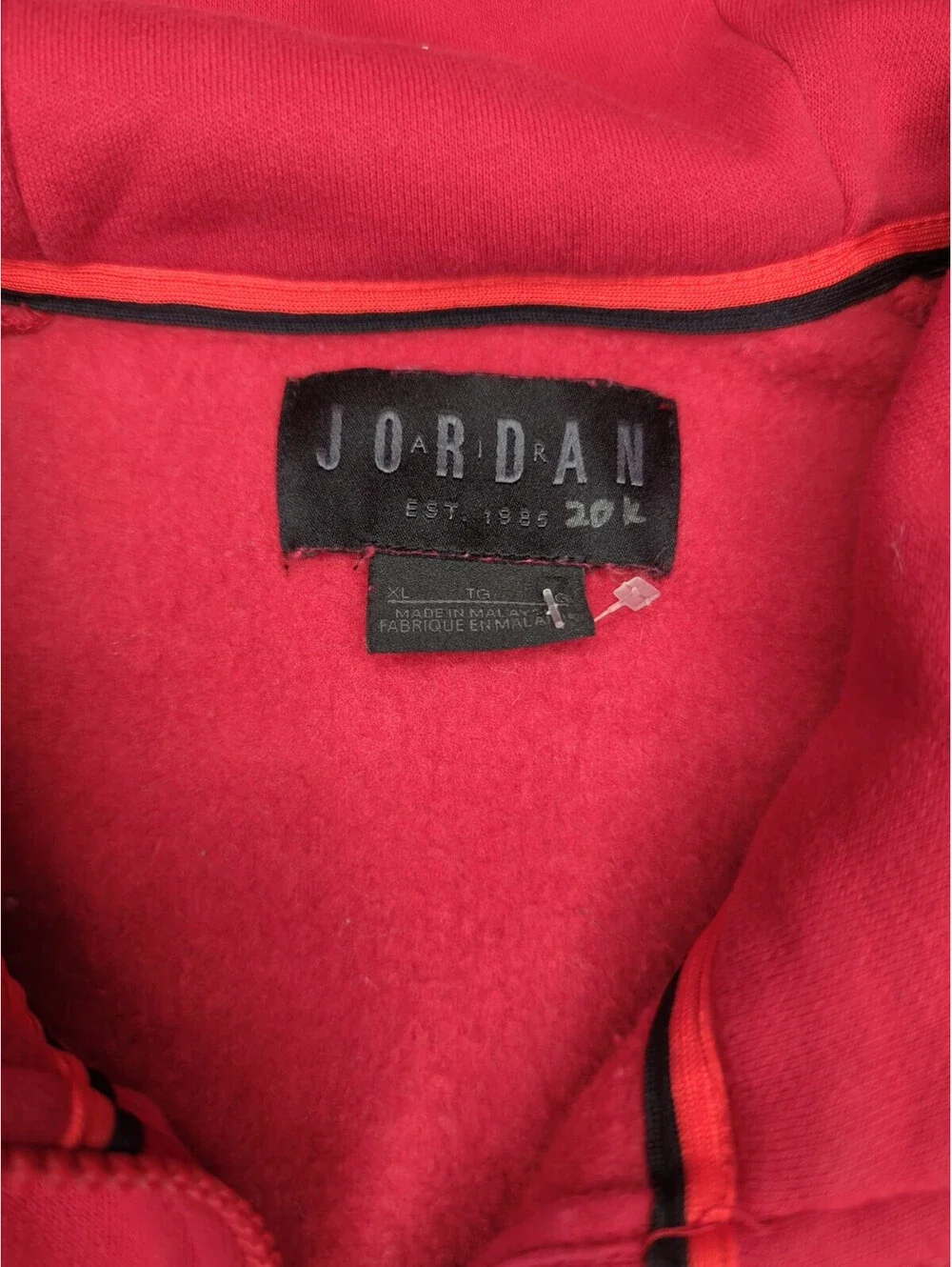 Nike Air Jordan Hoodie Mens XL Red Jumpman Fleece Full Zip Jacket X-Large Bulls